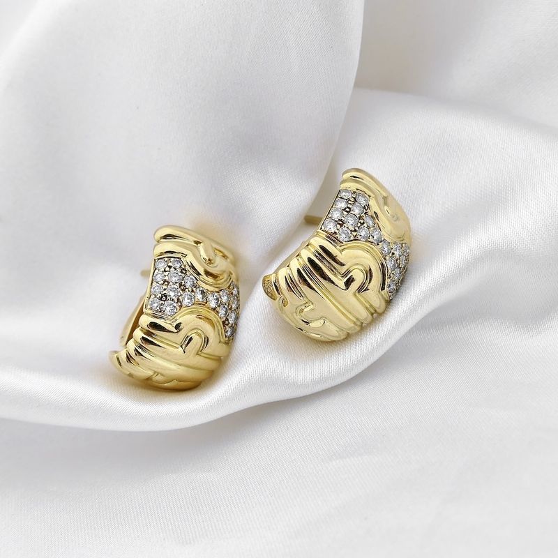 Image 2 of BVLGARI gold earrings with diamonds; 1.32 ct.