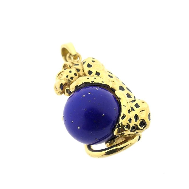 Image 5 of Gold pendant of a panther with Lapis Lazuli