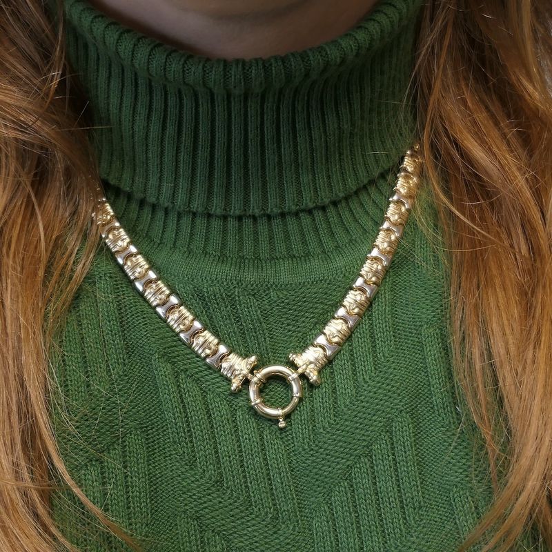 Image 11 of Two-tone gold fantasy link necklace