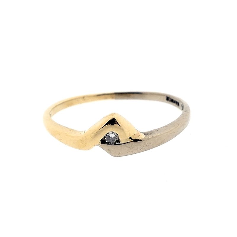 Image 2 of Two-tone gold solitaire ring with diamond; 0.02 ct.