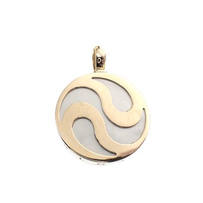 Golden BVLGARI Mother of pearl spinning pendant; Yin and Yang Image 2 of Golden BVLGARI Mother of pearl spinning pendant; Yin and Yang