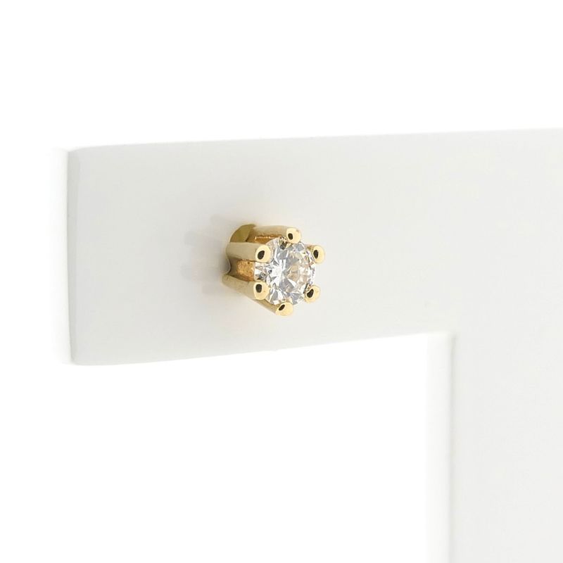 Image 4 of Golden Solitaire Stud Earrings with Diamond; 0.22 ct.