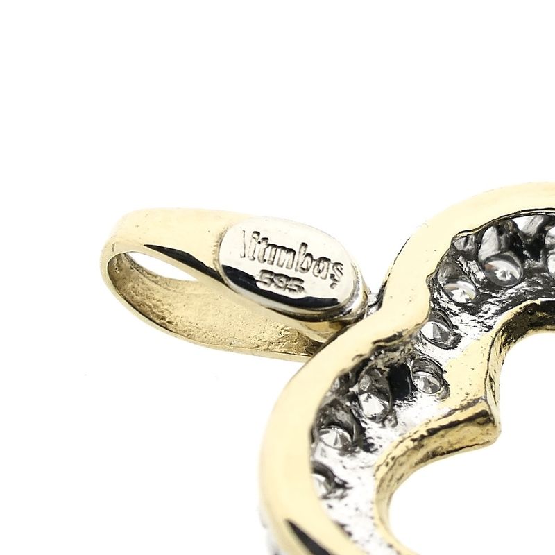 Image 5 of Two-tone gold heart pendant with zirconia; Altinbas