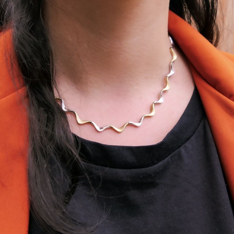 Image 5 of Two-tone gold fantasy link necklace