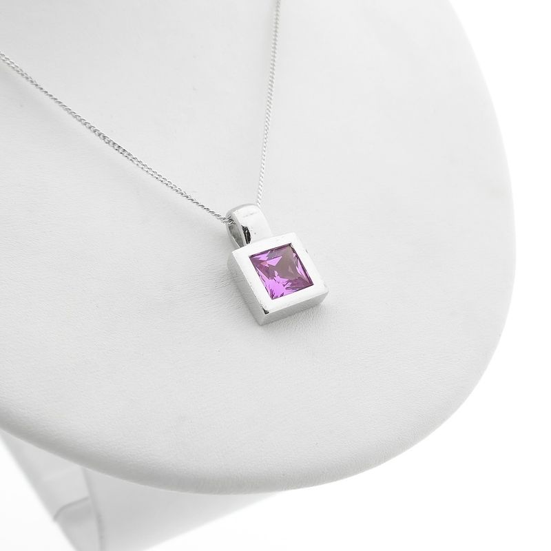 Image 7 of Silver pendant with pink tourmaline; Zinzi