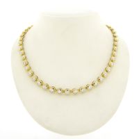 Two-tone gold tennis necklace with diamonds