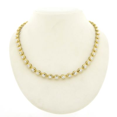 Image 1 of Two-tone gold tennis necklace with diamonds
