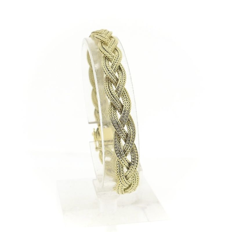 Image 1 of Gold braided foxtail link bracelet | 18.5 cm