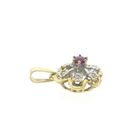 Image 6 of Two-tone gold flower pendant with ruby ​​and diamond | 0.06 ct.