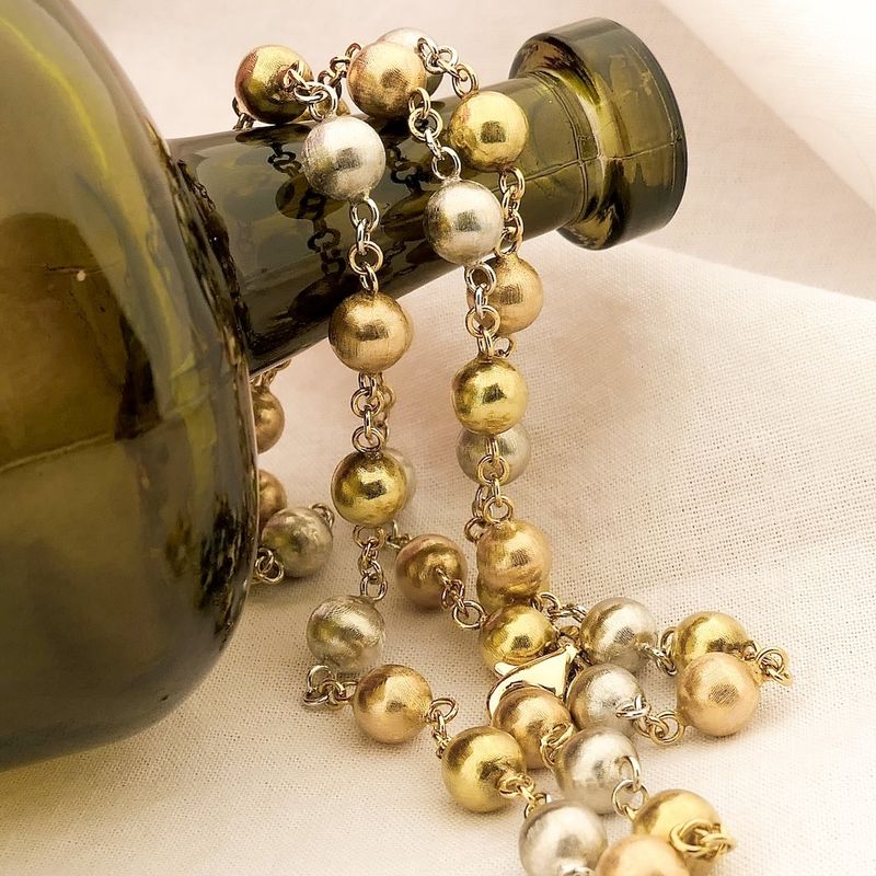 Image 2 of Tricolor gold ball chain; 72 cm