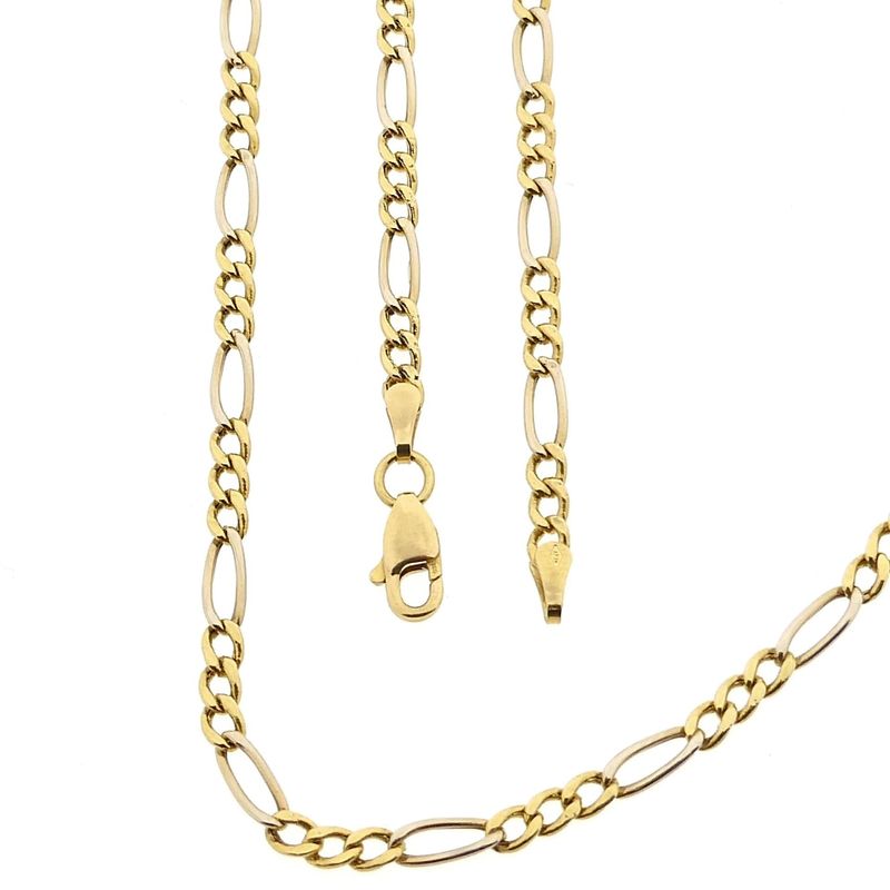 Image 1 of 18K Bicolor Gold Figaro Chain | 53.5 cm