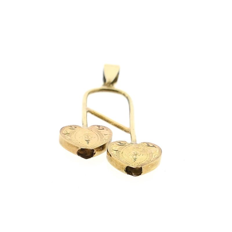 Image 7 of 14 Karat Gold Pendant with Two Hearts