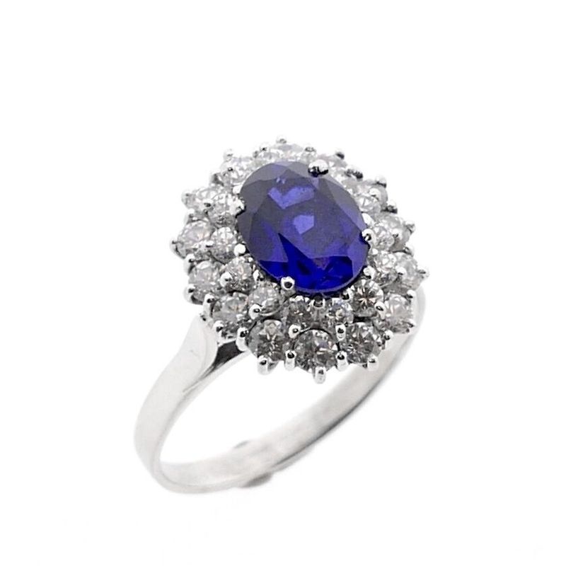Image 1 of 18 carat white gold cocktail ring with zirconia and sapphire