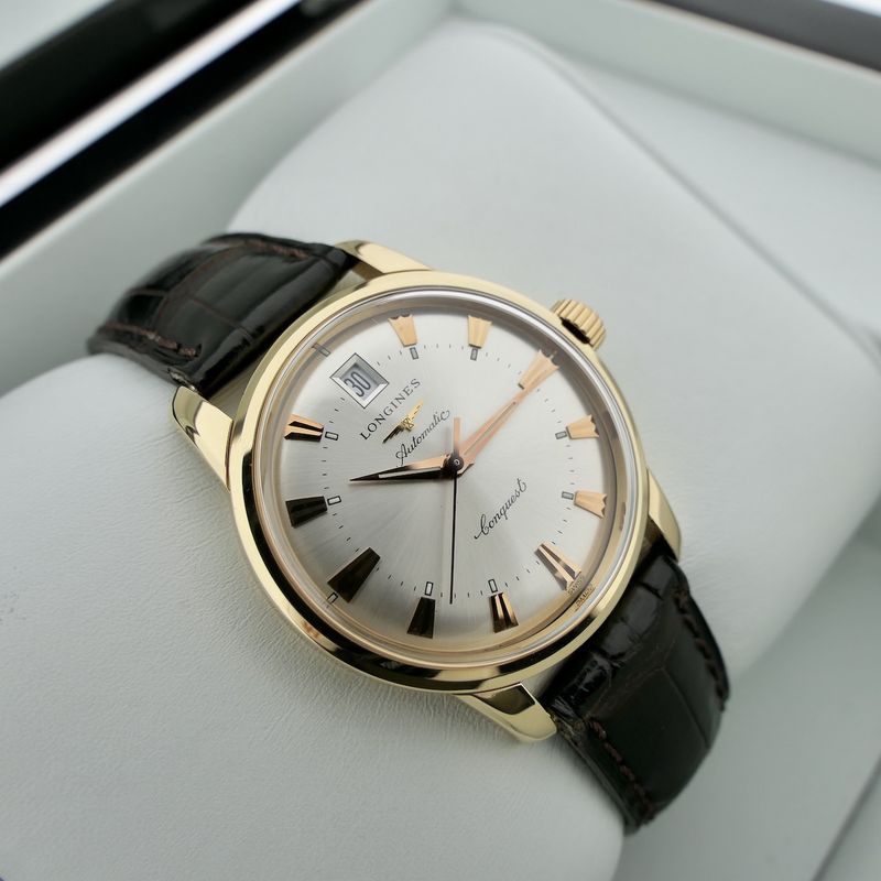 Image 17 of Longines Conquest Heritage L1.611.6; Automatic 18k gold men's watch