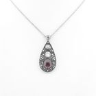 Image 3 of White gold necklace with fixed pendant and diamonds; Approx. 0.50 ct.