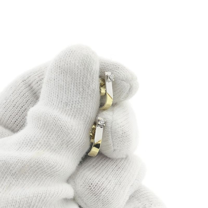 Image 7 of Bicolor gold stud earrings with zirconia