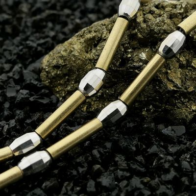 Midas two-tone gold bar link chain Image 2 of Midas two-tone gold bar link chain