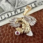 Image 2 of Two-tone gold pendant of Eagle with ruby