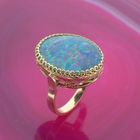 Image 2 of 18K Gold Ring with Triple Opal | Vintage