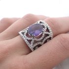 Image 6 of White gold royal ring set with sapphire and diamonds; 3.00 ct.