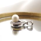Image 6 of White gold pendant with pearl and diamonds; 0.13 ct.