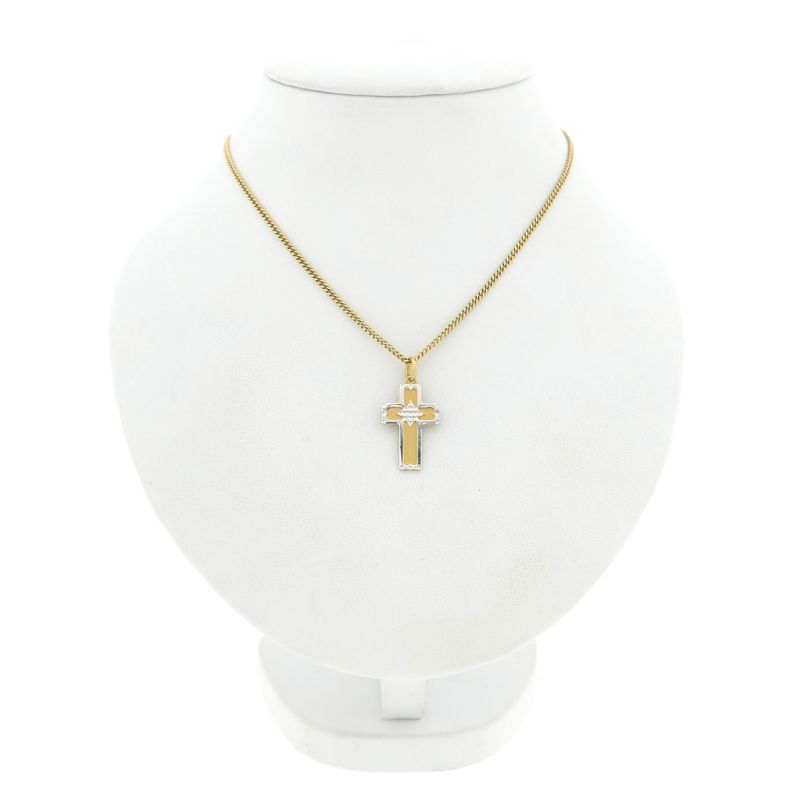 Image 3 of Two-tone gold pendant of a cross
