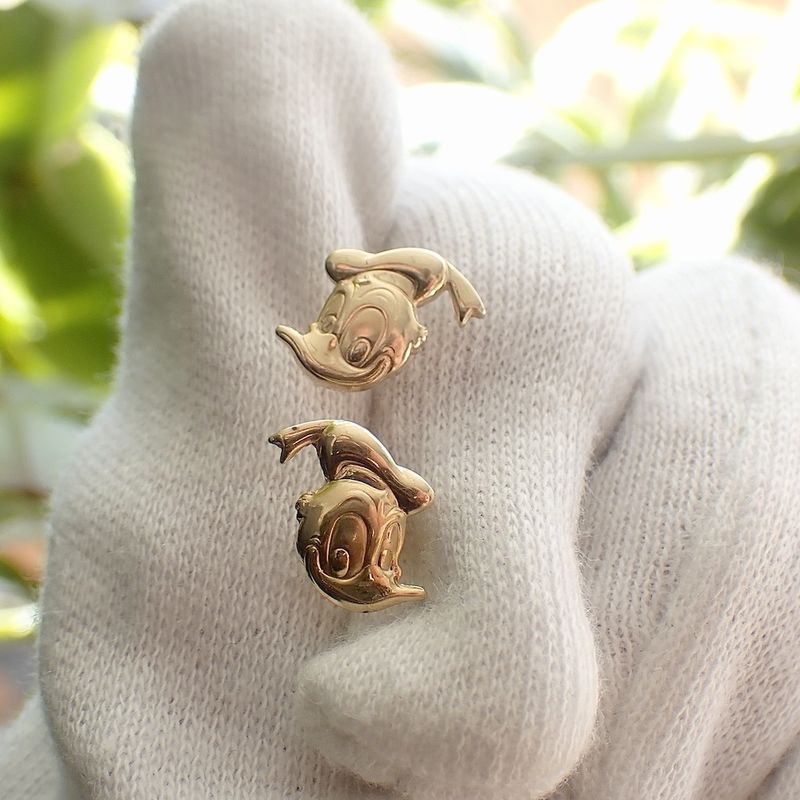 Image 7 of Gold Disney stud earrings; Donald Duck