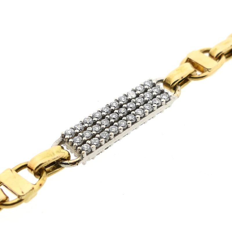 Image 7 of Bicolor Gold Marine/Fantasy Link Necklace with Zirconia
