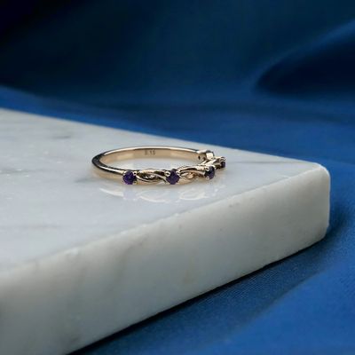 Rose gold braided ring with amethyst Image 2 of Rose gold braided ring with amethyst