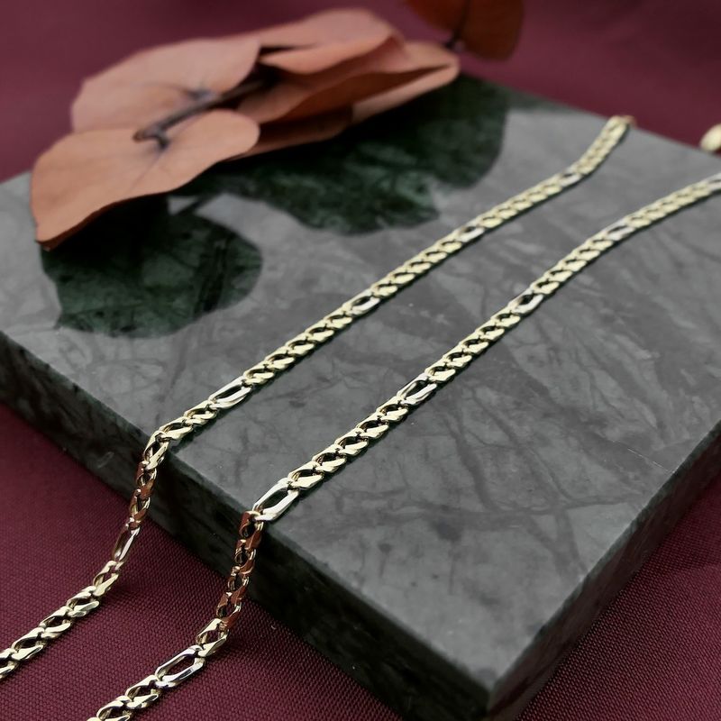 Image 7 of Two-tone gold Figaro link chain
