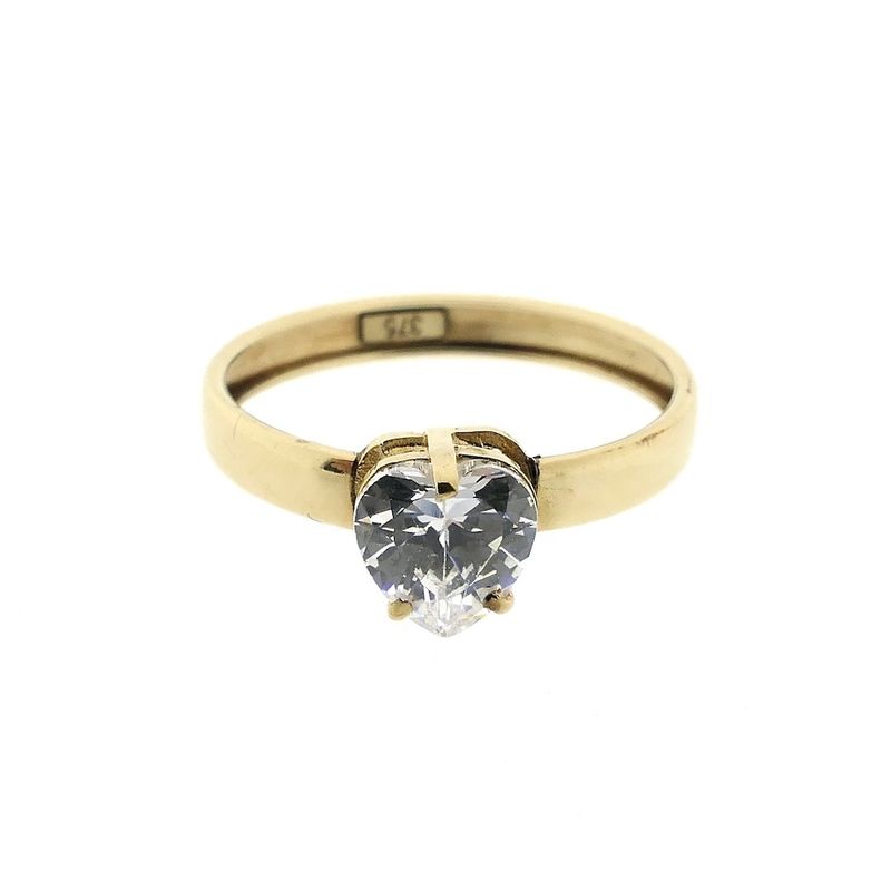 Image 4 of 9 carat solitaire ring with zirconia in heart shape