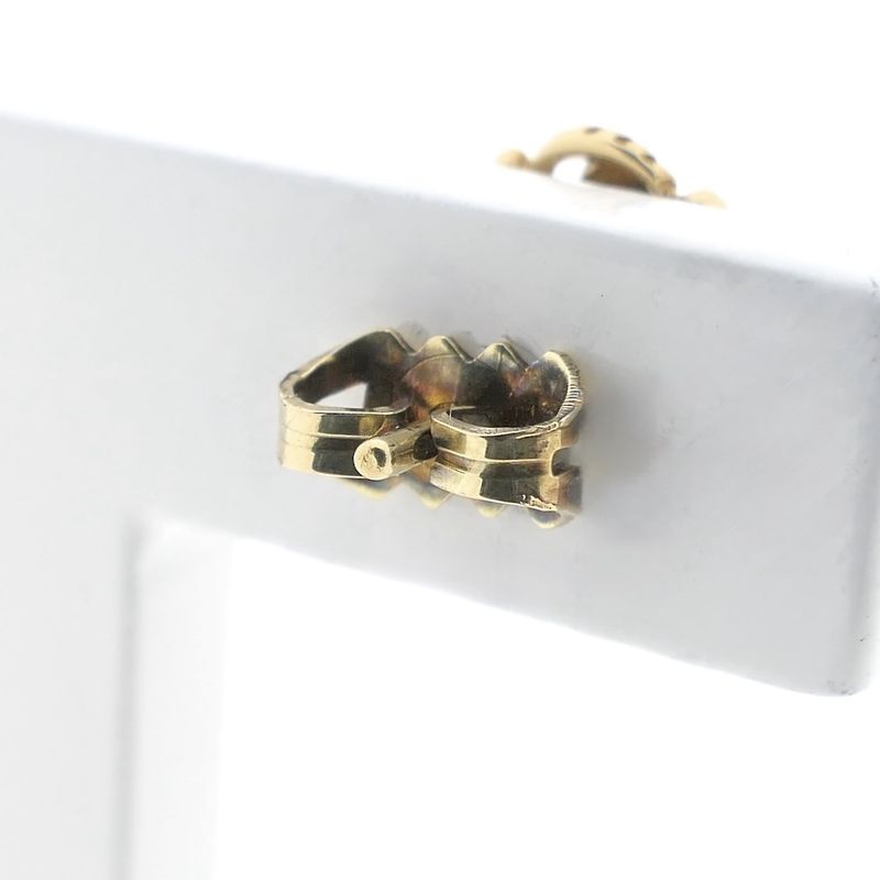 Image 5 of Gold floral stud earrings with garnet