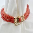 Image 4 of Red coral bead bracelet with gold clasp; Antique | 18 cm