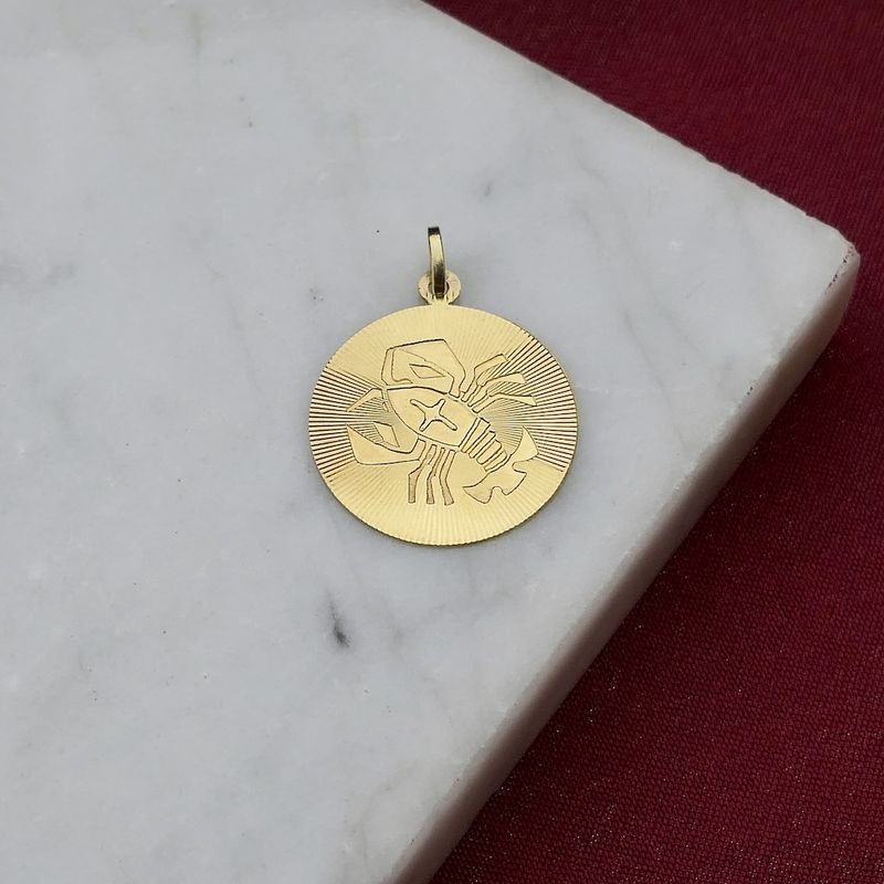 Image 10 of Gold zodiac sign pendant; Cancer