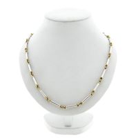 Bicolor Gold Bar Link Necklace