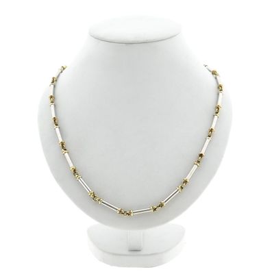 Image 1 of Bicolor Gold Bar Link Necklace