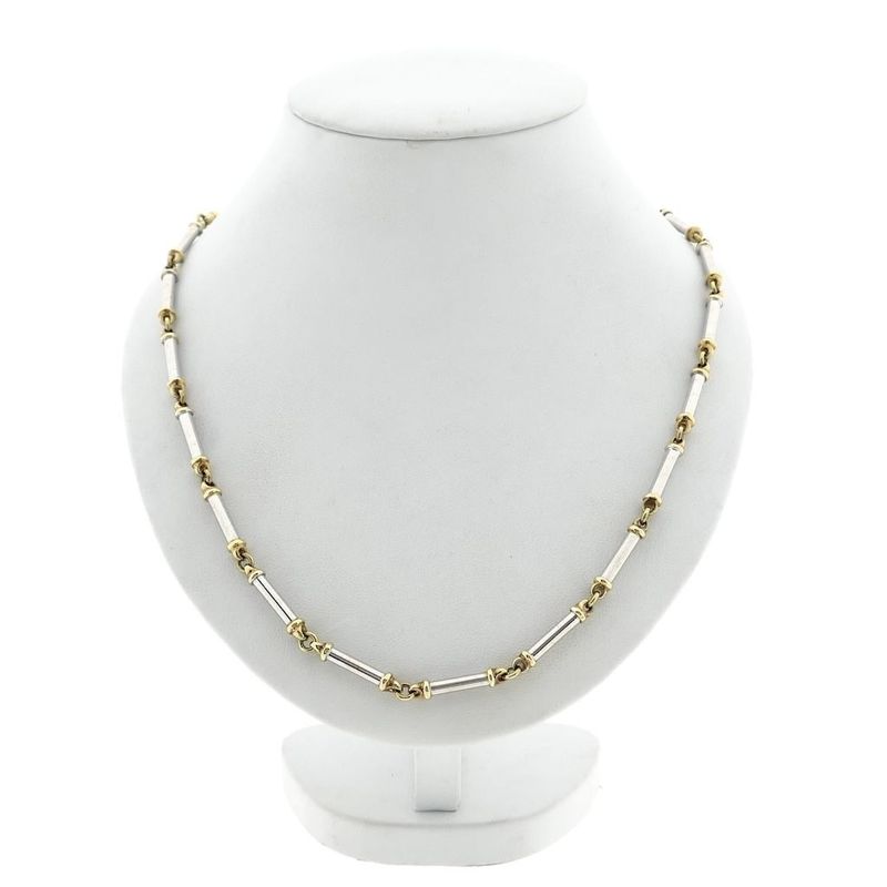 Image 1 of Bicolor Gold Bar Link Necklace