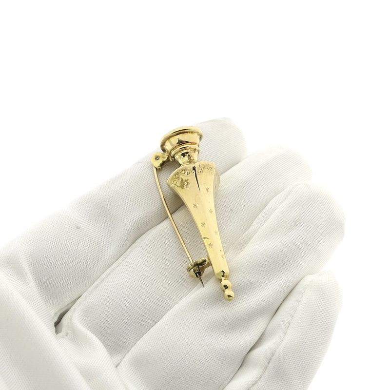 Image 7 of Vintage gold brooch of a knitting needle cap
