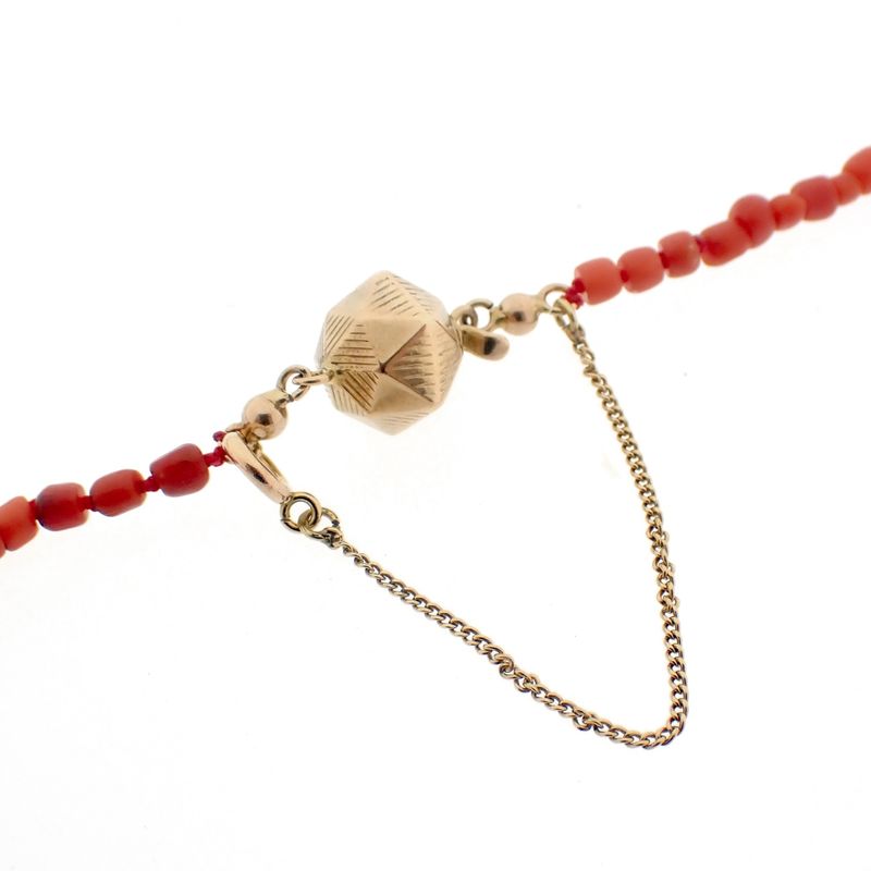 Image 7 of Vintage/antique red coral bead necklace with gold clasp | 81 cm
