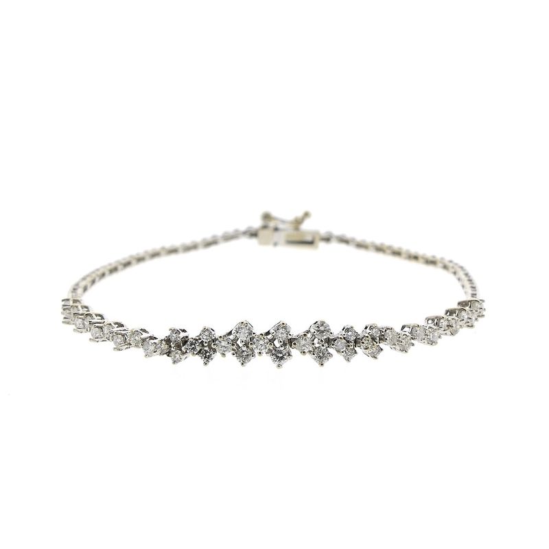 Image 1 of 18-karat white gold fantasy link bracelet with diamond; 1.45 ct. | 19 cm