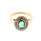 Image 6 of Gold ring with emerald and diamonds; 0.32 ct.