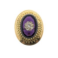 Gold brooch with amethyst and zirconia