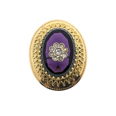 Image 1 of Gold brooch with amethyst and zirconia