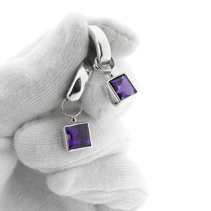 Image 6 of Silver earrings with amethyst