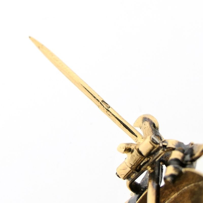 Image 9 of Antique gold brooch with rose-cut diamonds; approx. 0.40 ct.