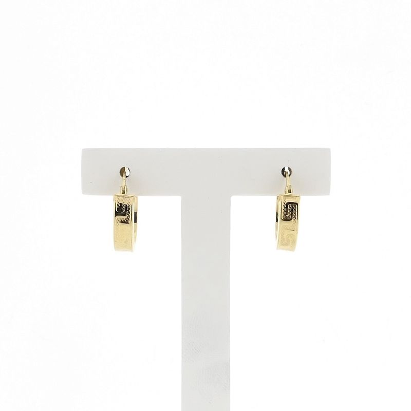Image 1 of Gold Hoops with Meander Pattern