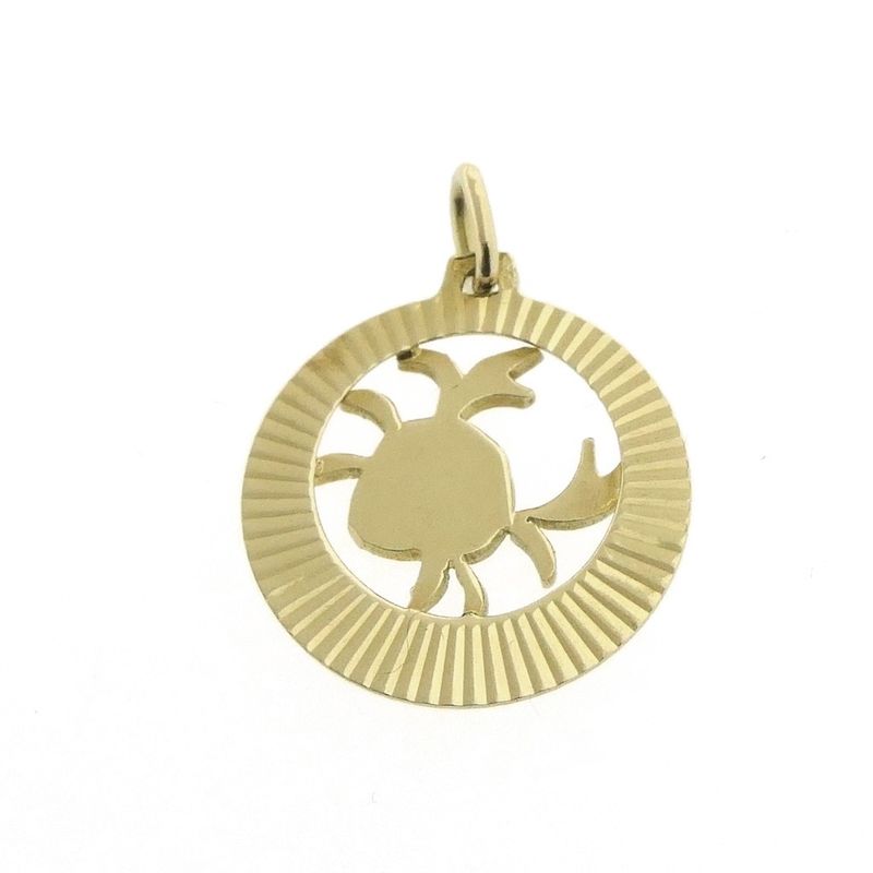 Image 6 of Gold zodiac sign pendant; Cancer