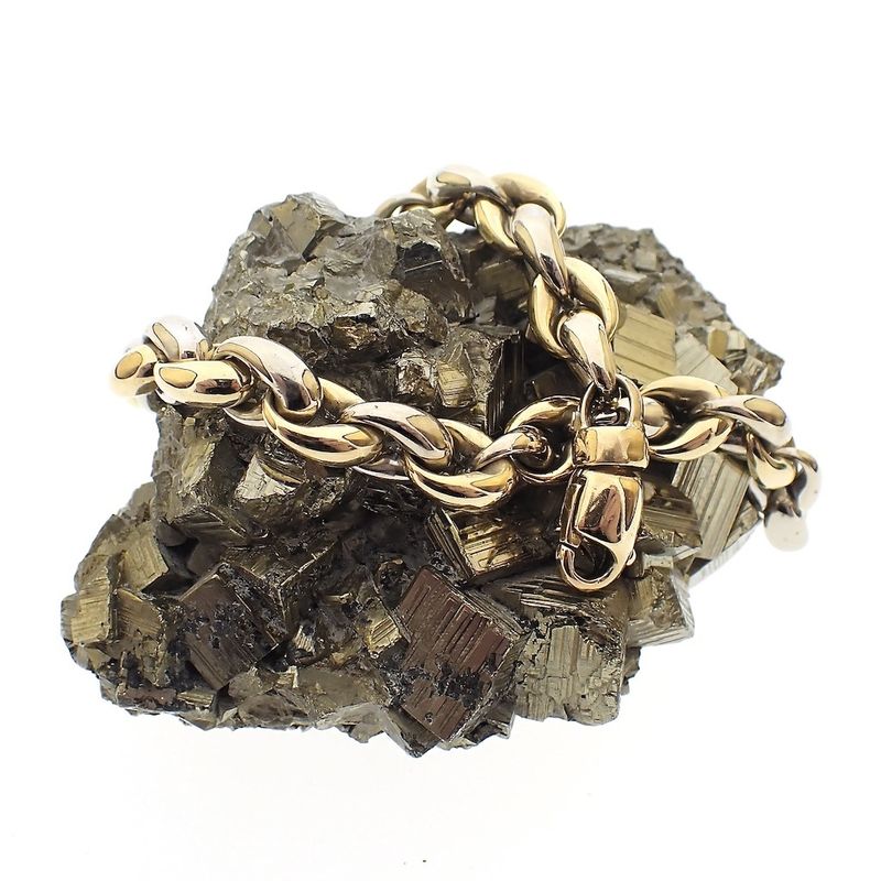 Image 7 of Two-tone gold anchor link bracelet