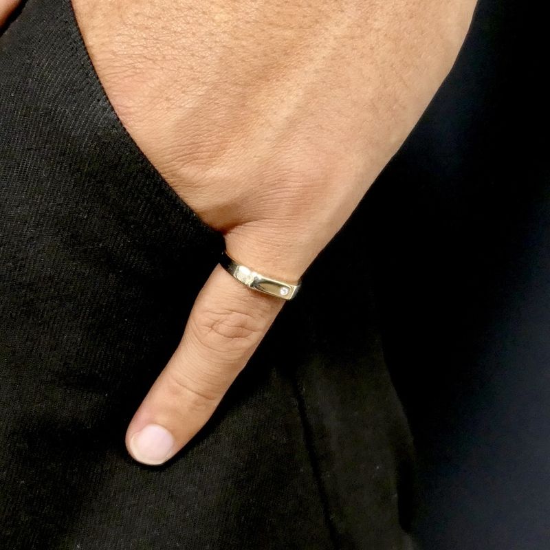 Image 10 of Gold Jeunesse pinky ring with diamond; 0.015 ct.