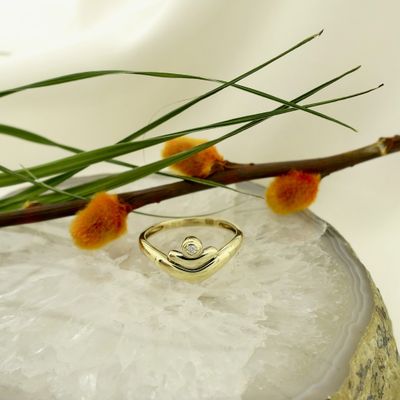 Image 2 of Gold solitaire ring with diamond; 0.015 ct.